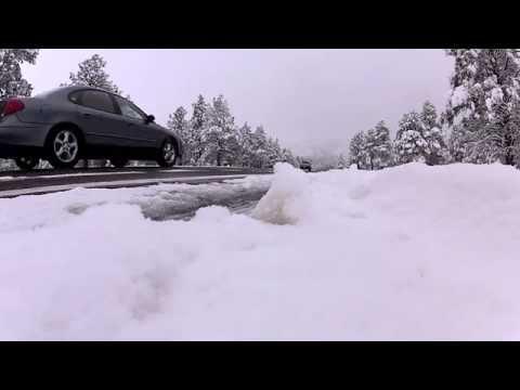 car on snowy road